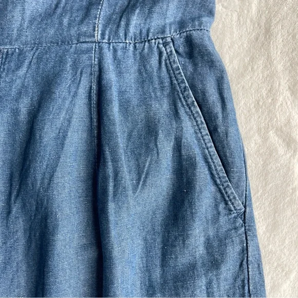 Madewell Chambray Muralist Jumpsuit Womens sz 00 Blue Denim Cotton Linen Cropped - Picture 15 of 16